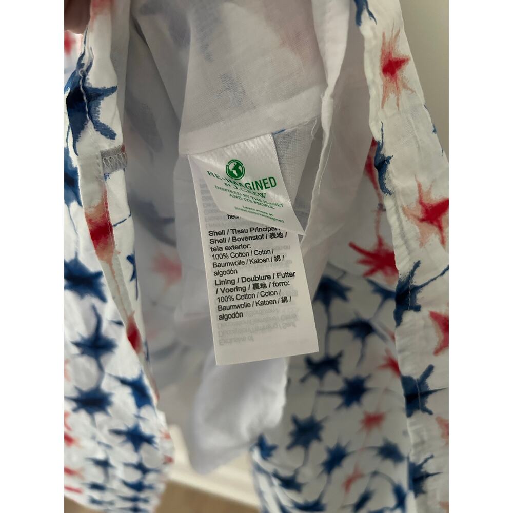 J Crew Red White Blue Maxi Tiered Smocked Tie Shoulder Dress Cotton Fireworks 2X - Picture 6 of 11